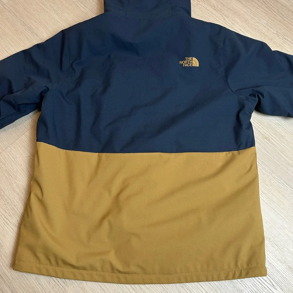 The North Face Mens Hooded Softshell Jacket Navy Blue Mustard Yellow Large
